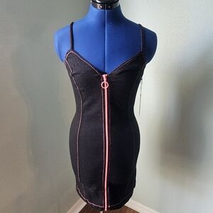Iris Black Garment with Full Pink Neon Zip Dress